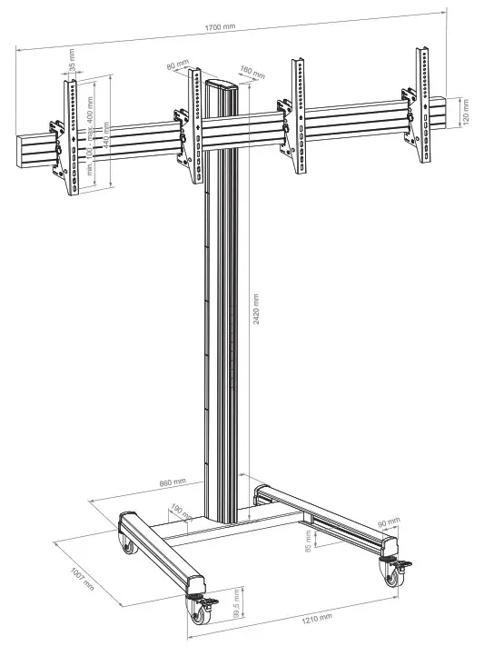 HAGOR 8226 BrackIT Stand Dual - Dimensions