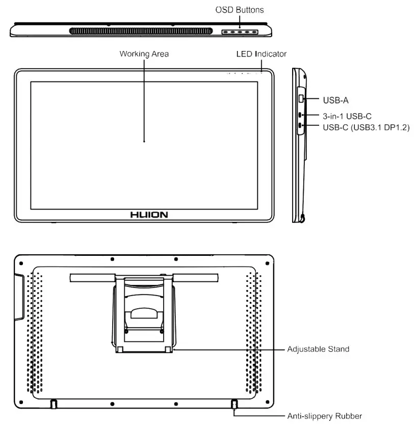 HUION GS2201 22 Graphics Drawing Tablet - fig 1