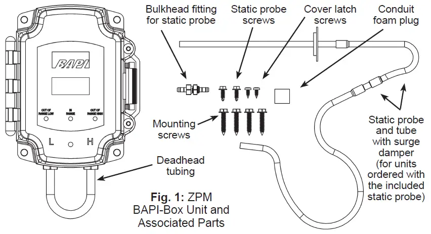 BA-ZPM-SR-AT-D-BB-Standard-Range-ZPM --Zone-Pressure-Sensor-in-a-BAPI-Box-Enclosure-FIG-1
