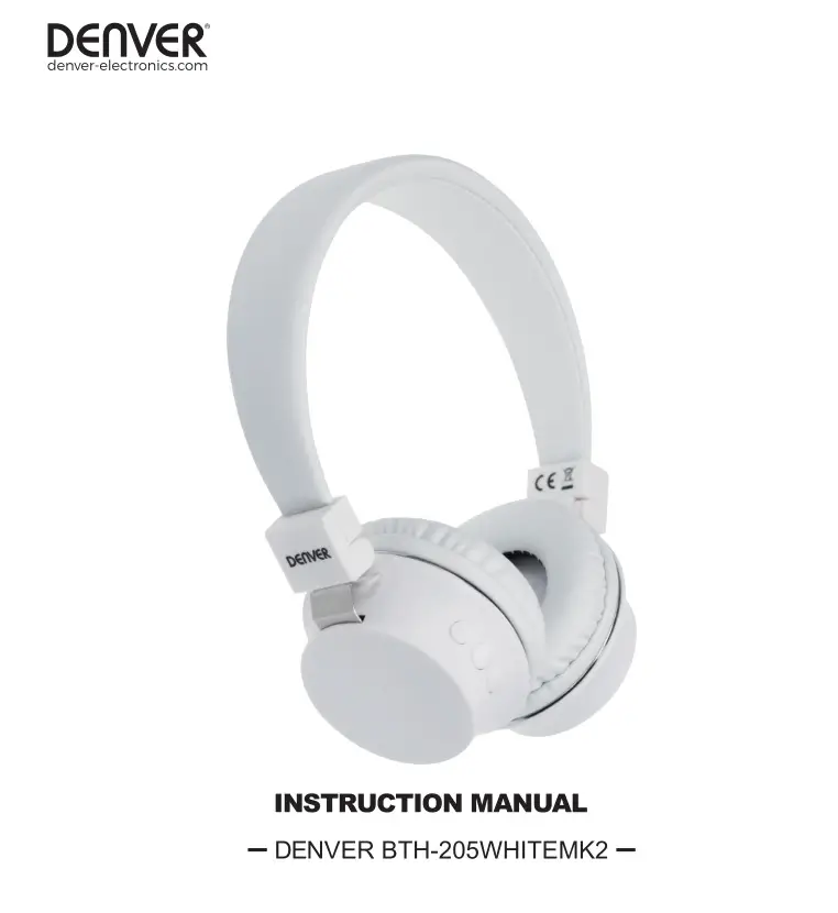 DENVER BTH-205WHITEMK2 Headset Instruction Manual