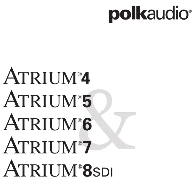 polk audio Atrium 4, 5, 6, 7, 8 SDI Outdoor Speaker Installation Manual