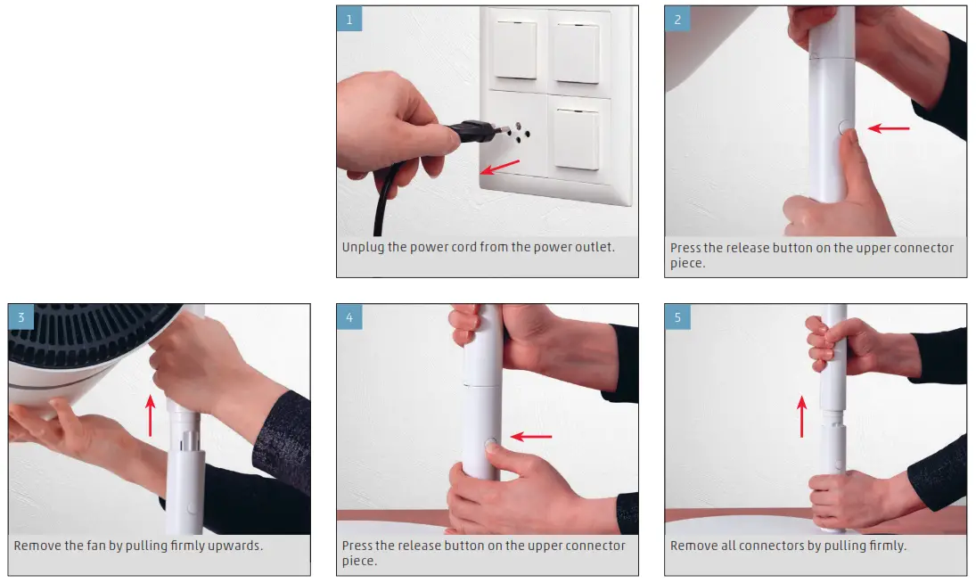 BONECO F220CC Air Shower Fan and Purifier Cleam and Cool - DISASSEMBLY AND STORAGE