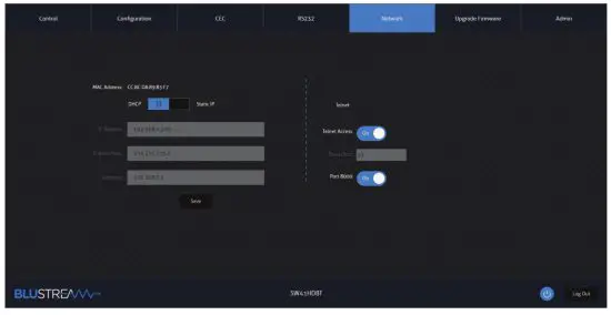 BLUSTREAM SW41HDBT HDBaseT Switch - port