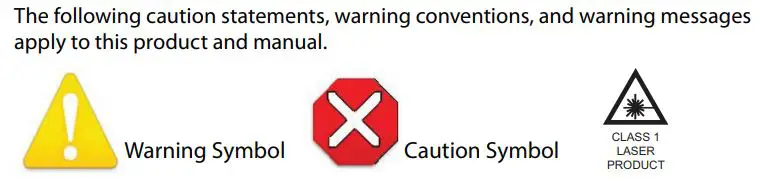 AJA FiDO 12G Series SDI Optical Fiber Mini-Converters User Guide - Translated Warning and Caution Messages