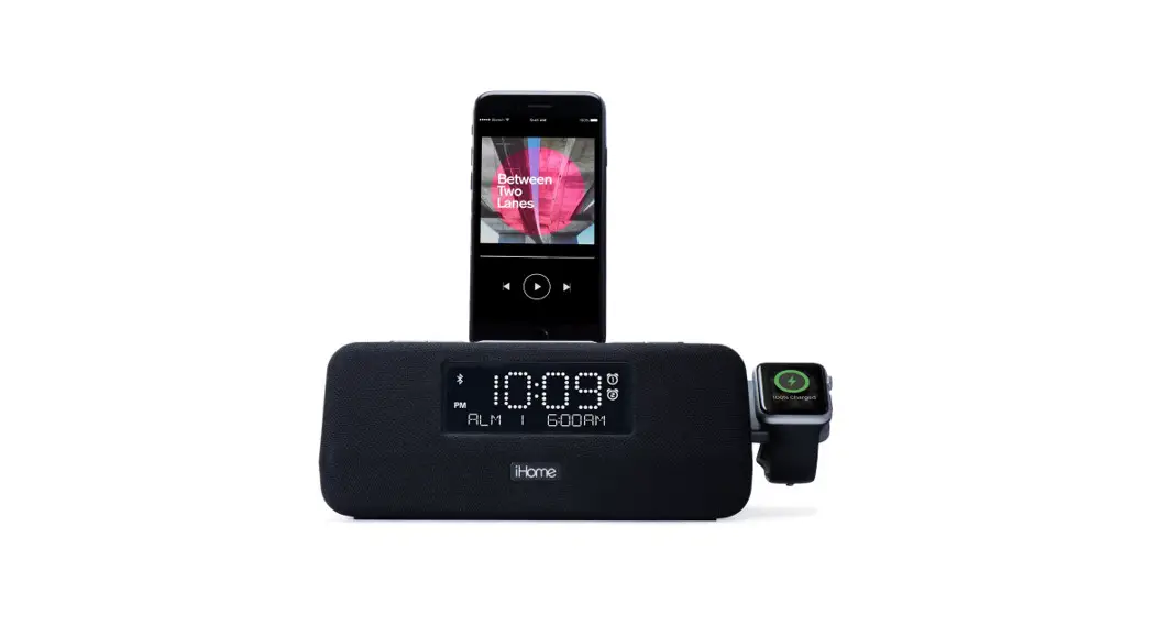 Ihome Iwbtw200 Timebase Pro+ Bluetooth Alarm Clock With Wireless Charger Instruction Manual