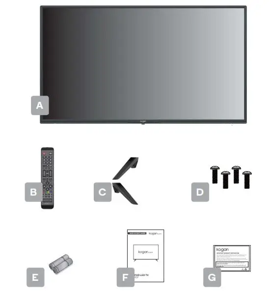 kogan 40” FHD LED TV - COMPONENTS