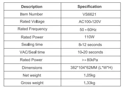 Megawise VS6621 Vacuum Sealer Machine 10