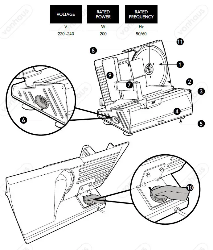VonHaus-200007-Stainless-Steel-Meat-Slicer-FIG1