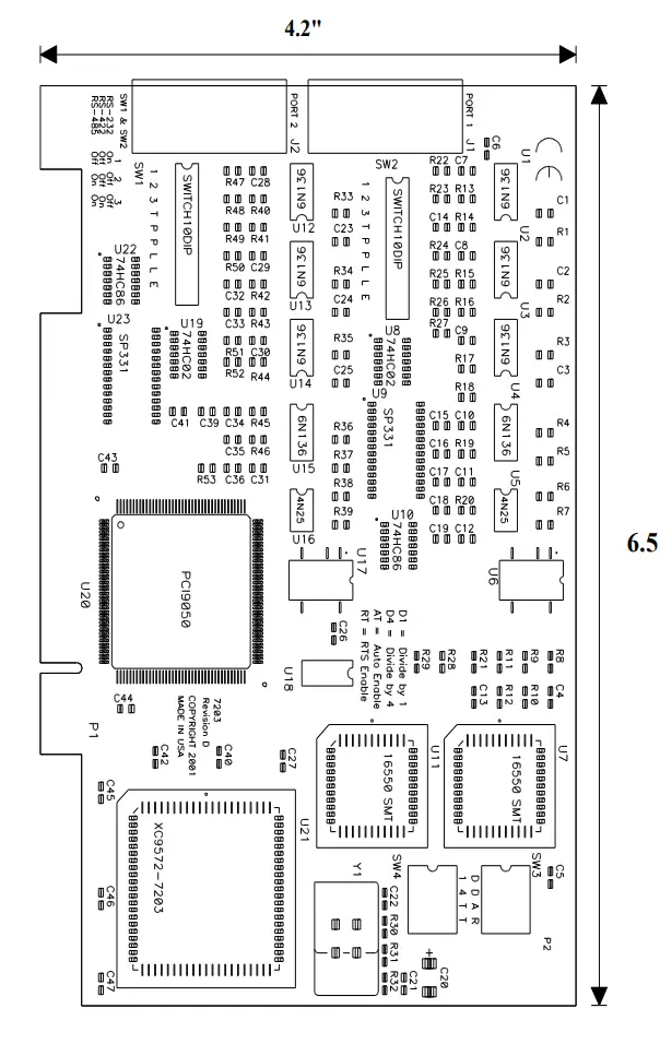 SEALEVEL Ultra COMM+2I.PCI Two Channel Isolated PCI Bus Serial Input or Output Adapter 19