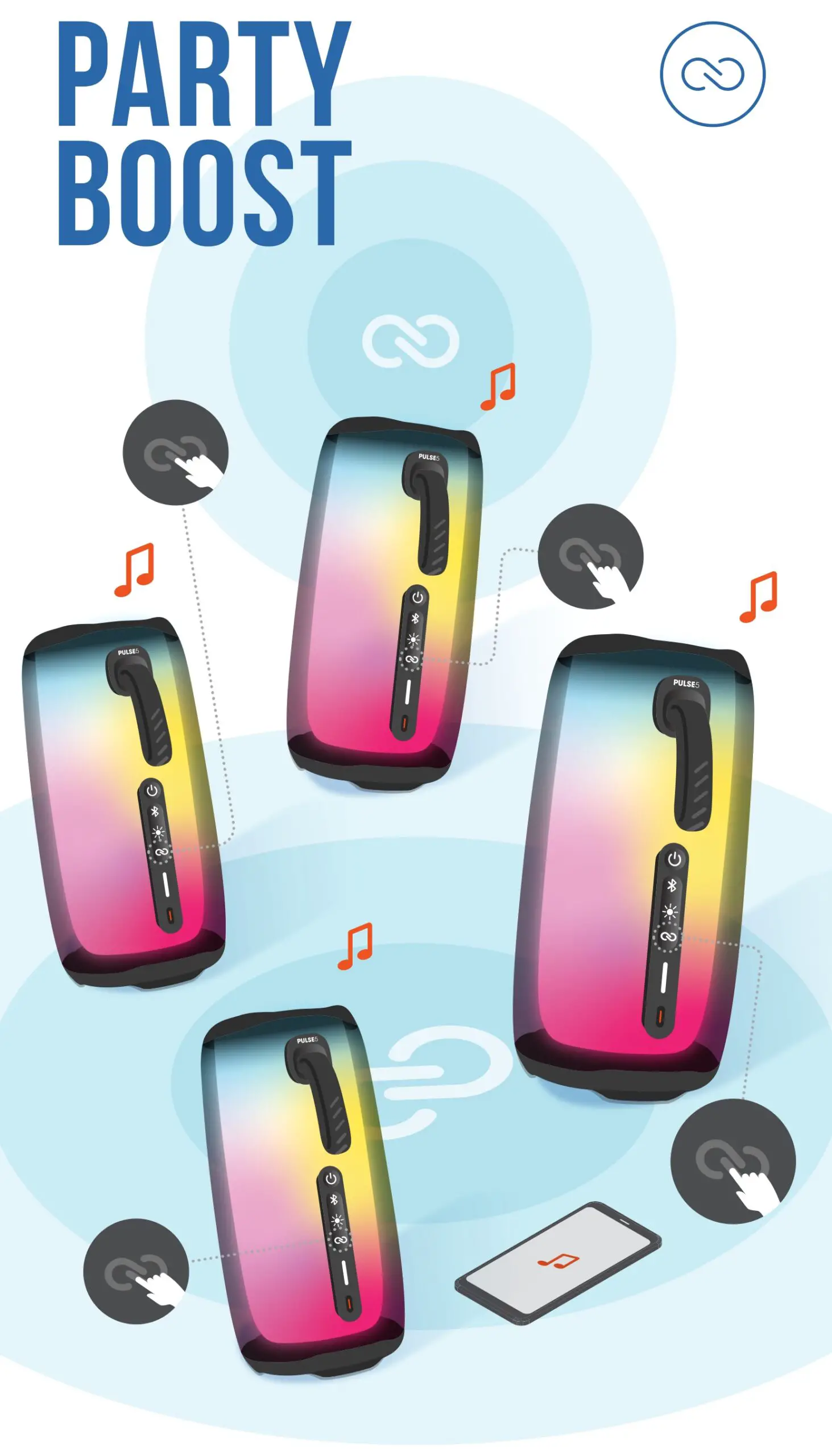 JBL Pulse 5 Portable Bluetooth Speaker with Light Show - party boost