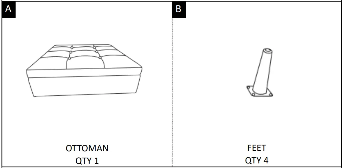 SIMPLi HOME AXCOT SHLS DSB Brown Mid Century Large Square Coffee Table Storage Ottoman - PART DESCRIPTION