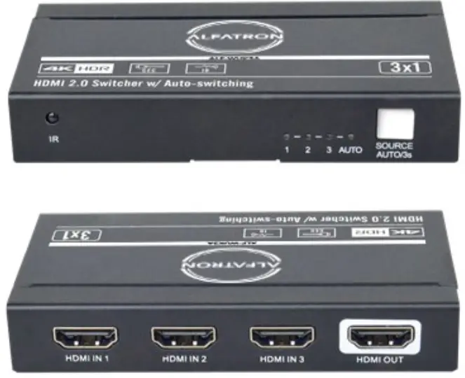 ALFATRON WUK3A HDMI 2 0 3 1 Switcher with Auto Switching