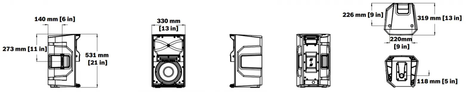 ELX200-10 10 2-Way passive - Dimensions