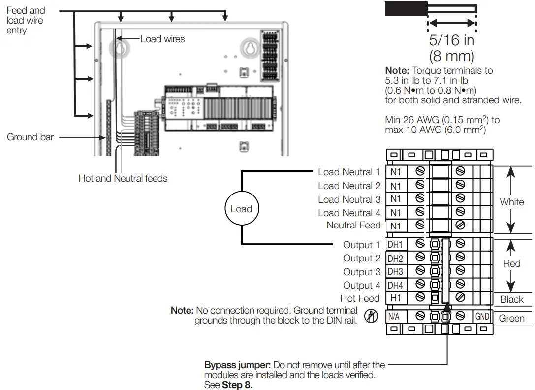 LUTRON PD8-65A-120L3-15 QS - load wiring