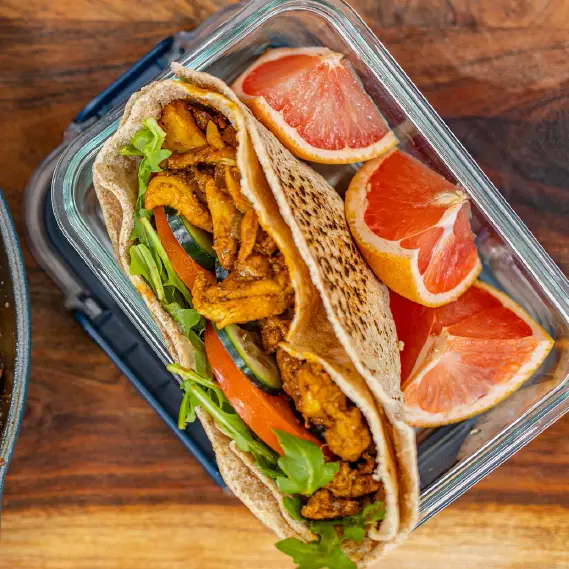 Chicken Shawarma Pita with Fruit