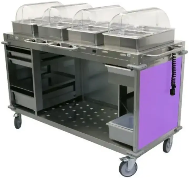 Cadco CBC-HHHH-L7 Purple MobileServ 4 Bay Mobile Hot Buffet Cart