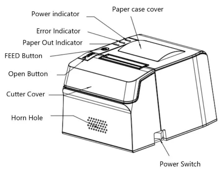 SPRT SP POS892 POS Printer With Transparent Paper Cover - Printer Appearance
