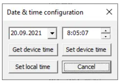 Date & time configuration dialogue