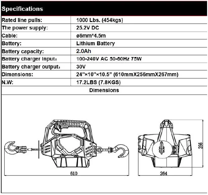 GLOBAL INDUSTRIAL 298662 Battery Power Portable Pulling and Lifting Tool-24