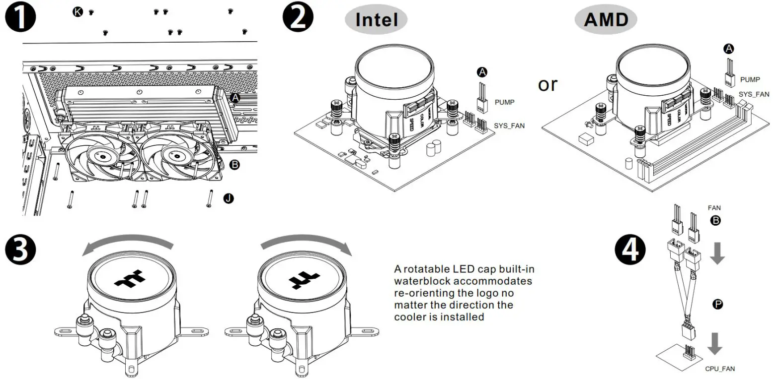 thermaltake CL-W319-PL12BL-A TOUGHLIQUID 240 ARGB Sync - Installation Guide