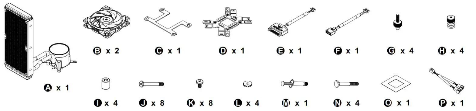 thermaltake CL-W319-PL12BL-A TOUGHLIQUID 240 ARGB Sync - Parts List