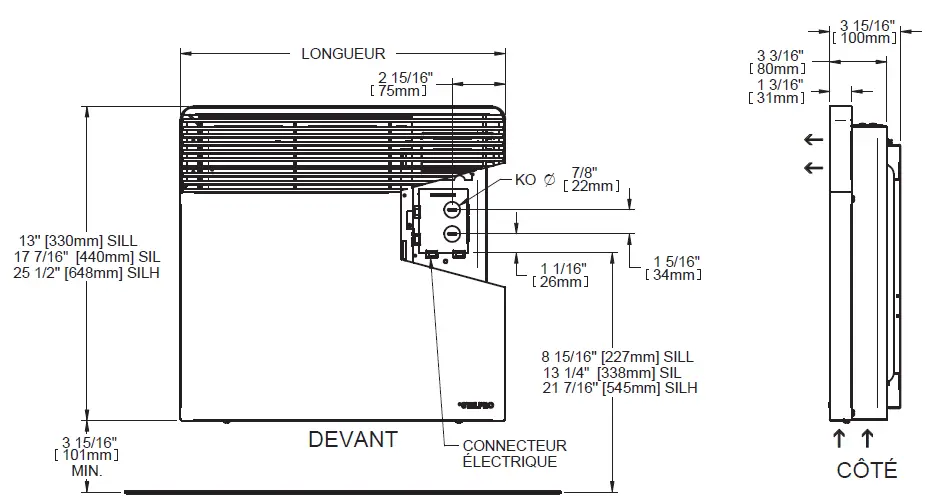 StelPro Electric Covector - technical drawings