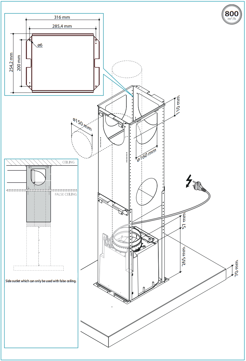falmec F7PB90B1 Plane Island Rangehood - fig 3