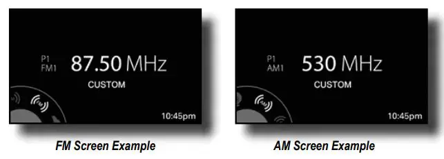 MBQuart MBQX-RAD-1 Multimedia Controller Installation Guide - FM & AM Screen Example