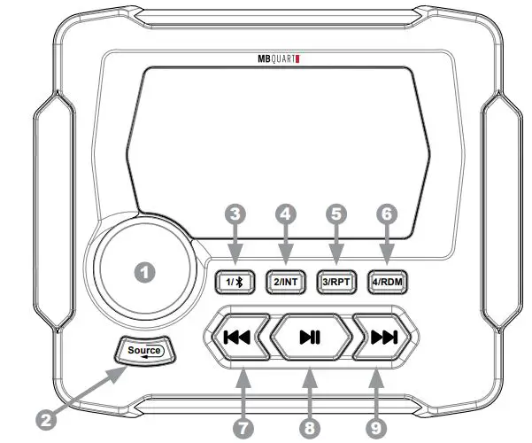 MBQuart MBQX-RAD-1 Multimedia Controller Installation Guide - Front Panel Controls