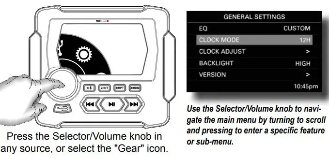 MBQuart MBQX-RAD-1 Multimedia Controller Installation Guide - To access SETTINGS