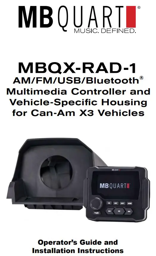 MBQuart MBQX-RAD-1 Multimedia Controller Installation Guide