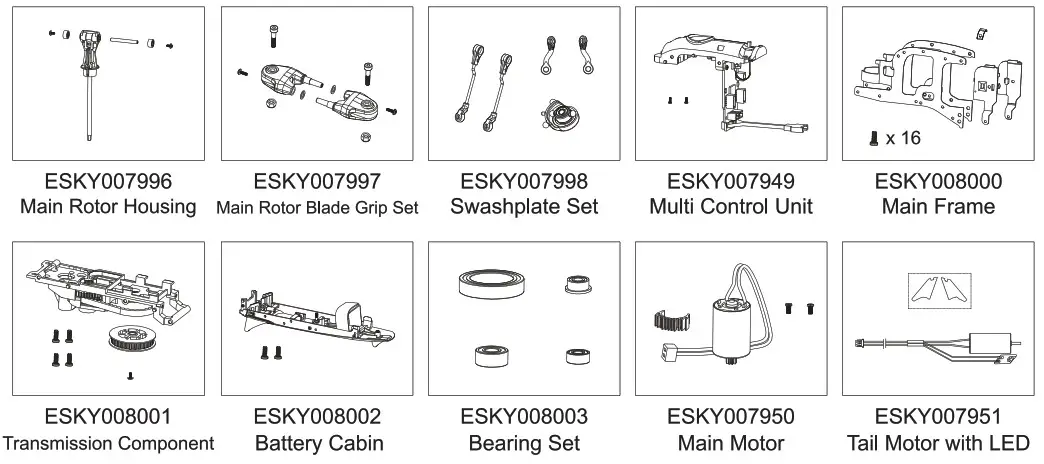 ESKY 300 V2 Mini 6CH 2.4Ghz FXZ 6 DOF Axis-list