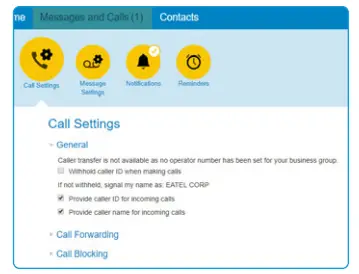 GENERAL CALL SETTINGS