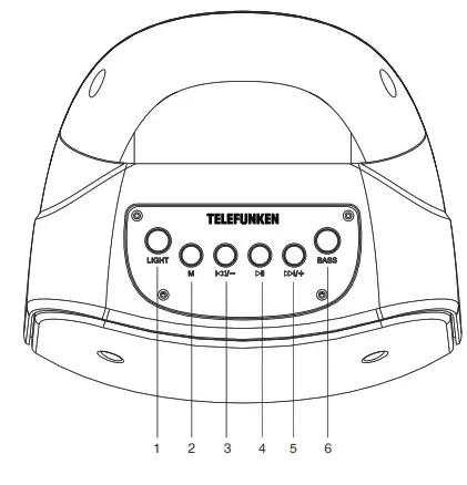TELEFUNKEN Portable Audio System with Bluetooth- Top panel