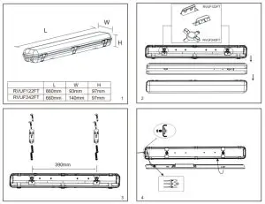 ROBUS RVUF122FT24 Vulcan 1x12w and 2x12w IP65 LED Corrosion Proof - 1