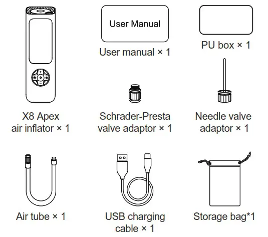 Fanttik X8 APEX Tire Inflator Portable Air Compressor - PACKAGE CONTENTS 2