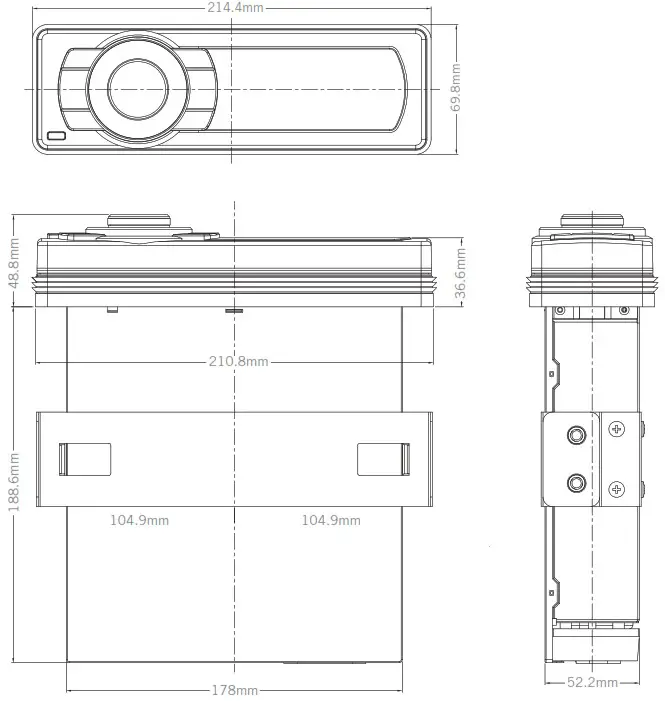 AQUATIC AV AQ MP-5BT H Waterproof Media Player - Dimensions