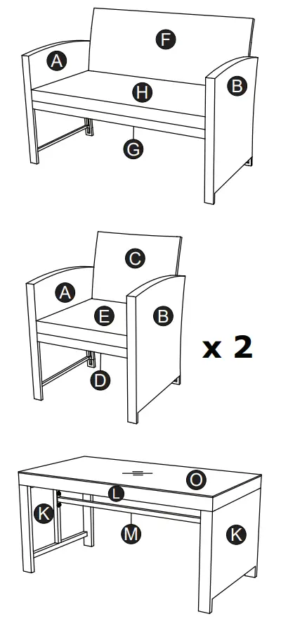 COSTWAY HW68664 4 Pieces Patio Rattan Sofa Set - FIG 2