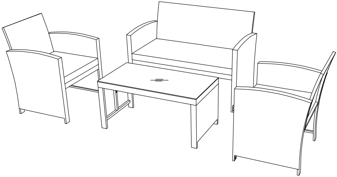 COSTWAY HW68664 4 Pieces Patio Rattan Sofa Set