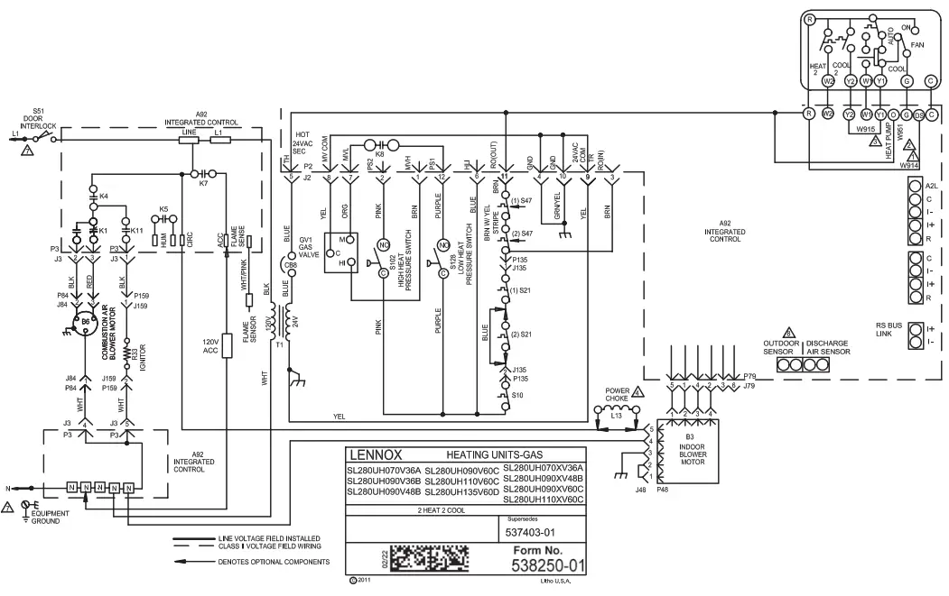 LENNOX Integrated Control Replacement Kit - SL280UHV Schematic Wiring Diagram3
