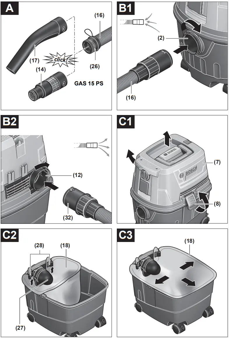BOSCH 15 PS GAS Professional Wet and Dry Vacuum Cleaner - 3