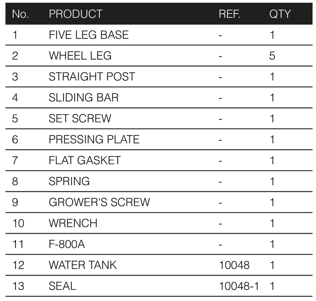 weelko F800A Facial Steamer - PACKAGE CONTENTS