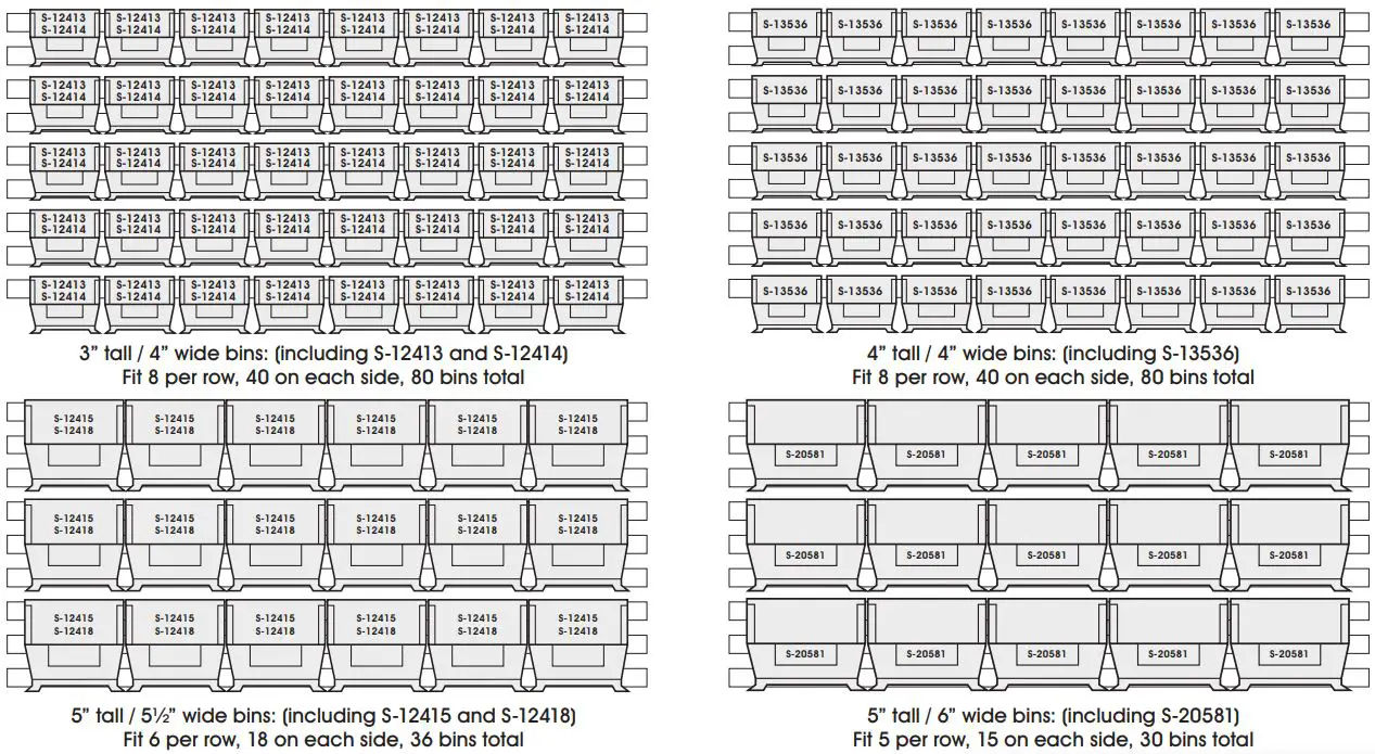 UlINE Mobile Workstation User Guide - Combinations for uline bins