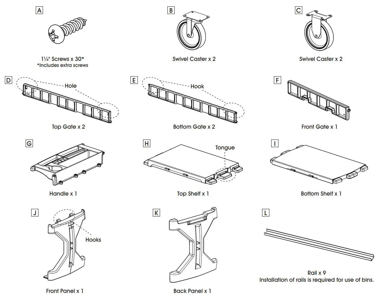UlINE Mobile Workstation User Guide - Parts