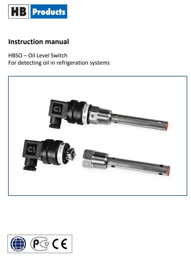 HB Products HBSO - Oil Level Switch Instruction Manual