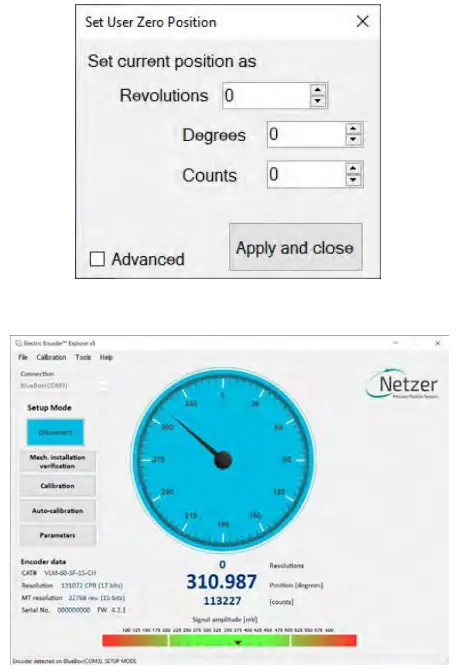 Setting the encoder zero point