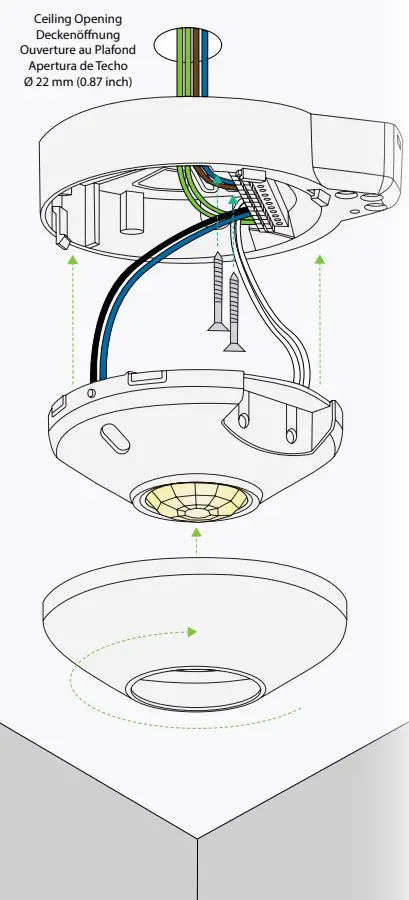 ENCELIUM WCMS Wireless Ceiling Mount Passive Infrared Instruction Manual - Ceiling Opening