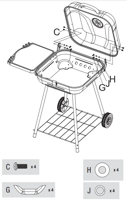 BACKYARD CBC1722W C Outdoor Charcoal Barbecue Grill - Attach Lid