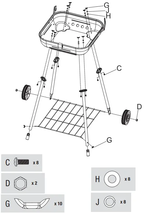 BACKYARD CBC1722W C Outdoor Charcoal Barbecue Grill - Bottom Grid