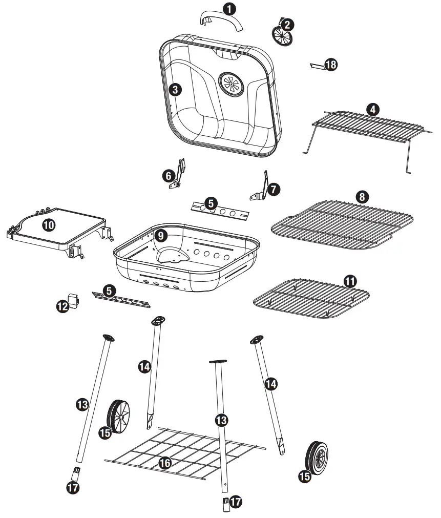 BACKYARD CBC1722W C Outdoor Charcoal Barbecue Grill - Expanded View